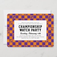 Orange Football Championship Game Watch Party Invitation