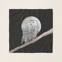 Snowy Owl and Moon Painting - Original Bird Art Scarf