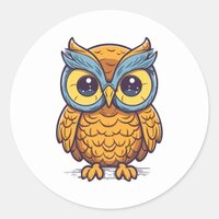 Owl's Delight: Kawaii-Style Graphic Design Classic Round Sticker