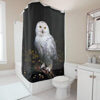 Majestic winter snowy owl shower curtain