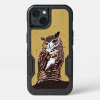 Regal Looking Owl Standing on Brown Tree Stump iPhone 13 Case