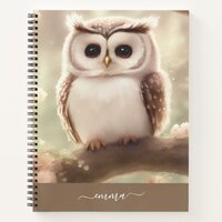Cute Watercolor Owl Notebook With Name