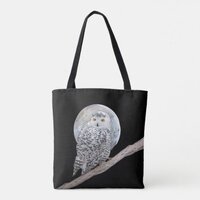 Snowy Owl and Moon Painting - Original Bird Art Tote Bag