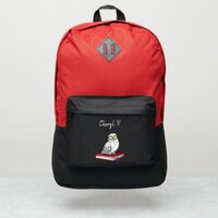 Custom Name with a Cute Owl and Book Illustration Port Authority® Backpack