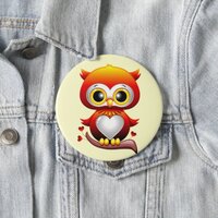 Baby Owl Love Heart Cartoon  Button