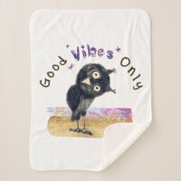 Good Vibes Only with Curious Owl Sherpa Blanket