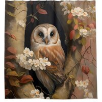 Adorable Owl Oil Painting Shower Curtain