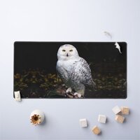Majestic winter snowy owl desk mat