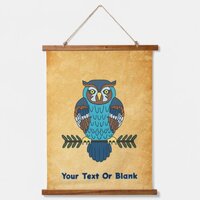 Nordic Folk Art Owl Hanging Tapestry