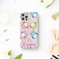 Cute Owls, Owl Pattern, Colorful Owls, Your Name iPhone 12 Pro Case