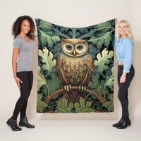 The owl on an oak tree fleece blanket