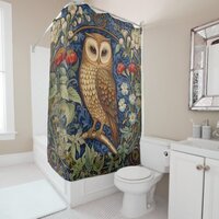 Owl in the garden William Morris style Shower Curtain
