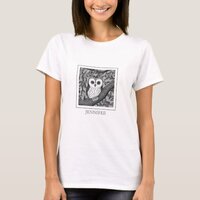 Modern unique cute owl monogram name  T-Shirt