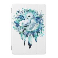 Snow Owl Dreamcatcher Green and Teal Blue Floral iPad Mini Cover