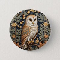 Beautiful Vintage Barn Owl William Morris Inspired Button