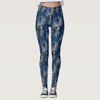 Blue Owl and Grapes Pattern Leggings