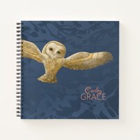 Barn Owl, Dark Blue Personalized Journal
