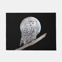 Snowy Owl and Moon Painting - Original Bird Art Doormat