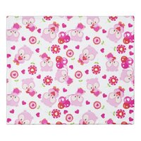 Pattern Of Owls, Cute Owls, Pink Owls, Hearts Duvet Cover