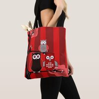 Red Owls Tote Bag