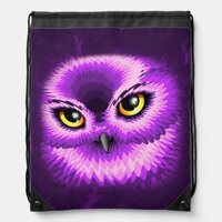 Pink Owl Eyes Drawstring Backpack