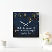 Owl That's Different With Unique Quote Collage Square Wall Clock