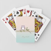 Adorable Girly Cute Owl,Personalized Playing Cards