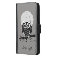 Cute owl on a branch and custom name Case-Mate sam Samsung Galaxy S5 Wallet Case