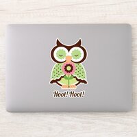 Hoot Hoot! Adorable green spring owl floral Sticker