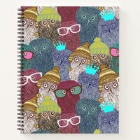Owl in crown notebook