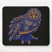 Lapis Paisley Owl Mouse Pad