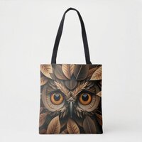 Owl face in leaves #4 tote bag