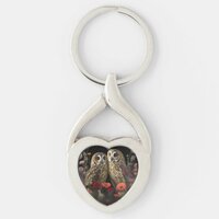Short-eared Owls in love Keychain
