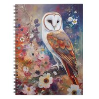 Colourful Barn Owl painting Notebook