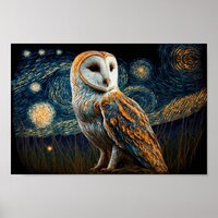 Starry Barn Owl Poster