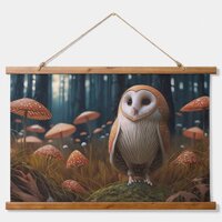 Mushroom Owl Hanging Tapestry