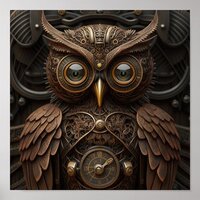 Ornate Clockwork Owl Poster