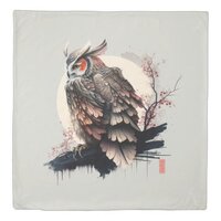 Japanese Samurai Owl Duvet Cover