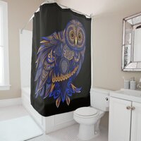 Lapis Paisley Owl Shower Curtain