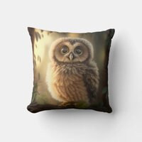 Adorable Baby Owl Throw Pillow