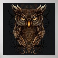 Ornate Tribal Owl Poster