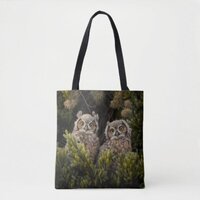 Adorable Great Horned Owl babies Tote Bag
