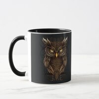 Ornate Tribal Owl Mug