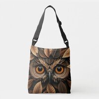 Owl face in leaves #4 crossbody bag