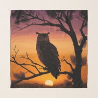 Owl Sunset Silhouette Scarf