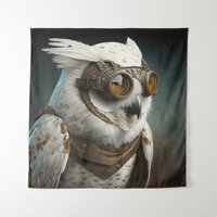 Steampunk Snowy Owl Tapestry