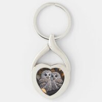 Cuddling Ural Owls Keychain