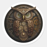 Clockwork Owl Classic Round Sticker