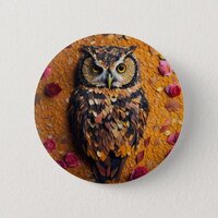 Flower Petal Owl #2 Button