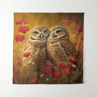 Burrowing Owls in Love Tapestry